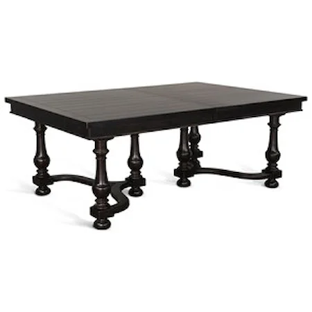 Transitional Double Pedestal Dining Table with Drawers and Leaves